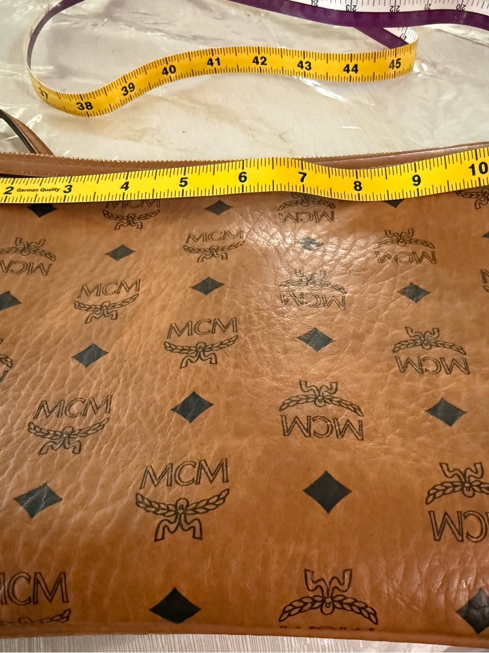 MCM Multicolor Geometric Lined Pouch with Cognac Trim - Picture 14 of 14
